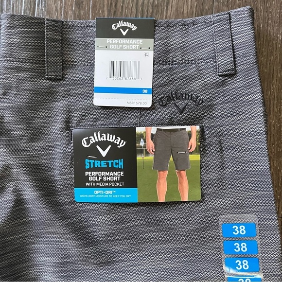 NEW - Callaway Men's Stretch Performance Short in Caviar - size 38​​ - Picture 6 of 7